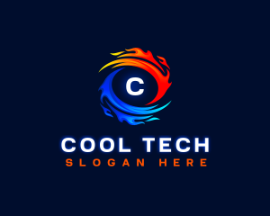 Heating Cooling HVAC logo design