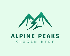 Green Alpine Mountain logo design