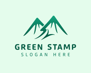 Green Alpine Mountain logo design