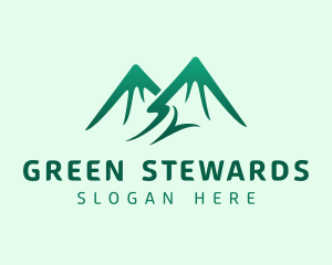 Green Alpine Mountain logo design