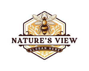 Organic Honey Bee Hive logo design