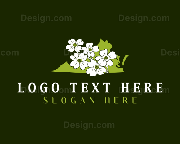 Virginia American Dogwood Flower Logo