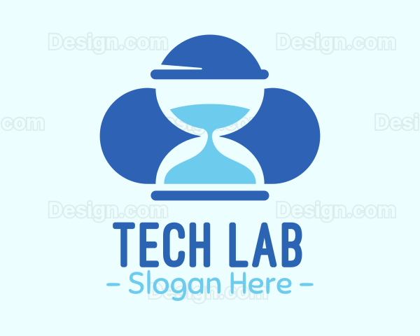 Blue Hourglass Cloud Logo