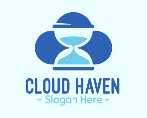 Blue Hourglass Cloud logo design