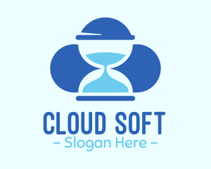 Blue Hourglass Cloud logo design