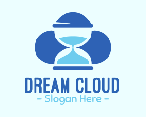 Blue Hourglass Cloud logo design