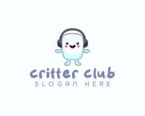 Cute Marshmallow Headphones logo design