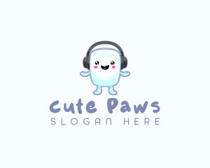 Cute Marshmallow Headphones logo design