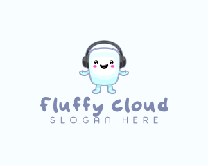 Cute Marshmallow Headphones logo design