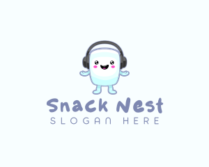 Cute Marshmallow Headphones logo design