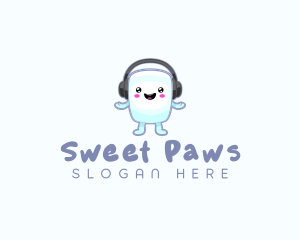 Cute Marshmallow Headphones logo design