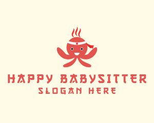 Happy Japanese Octopus logo design