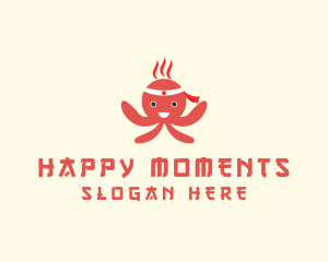 Happy Japanese Octopus logo design