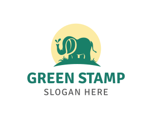 Green Elephant Leaf logo design