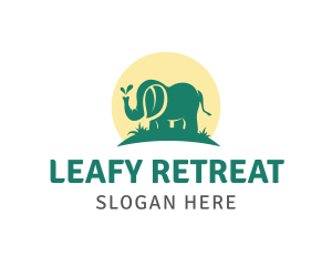 Green Elephant Leaf logo design