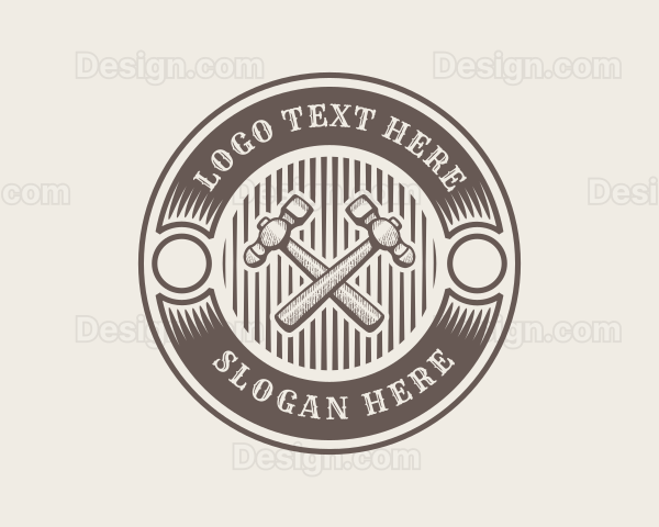 Hipster Construction Hammer Logo