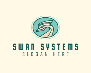 Crested Bird Swan  logo design