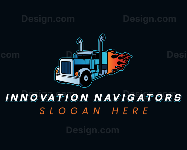 Logistics Flaming Truck Logo