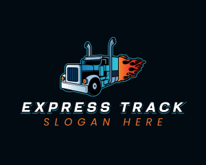 Logistics Flaming Truck logo design