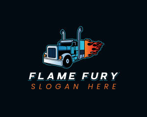 Logistics Flaming Truck logo design