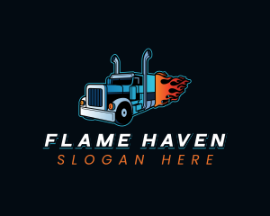 Logistics Flaming Truck logo design