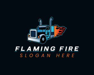 Logistics Flaming Truck logo design