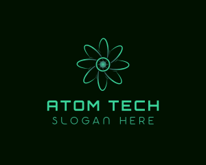 Neon Biotech Atom logo design