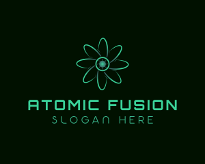 Neon Biotech Atom logo design