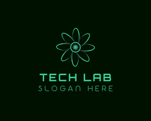 Neon Biotech Atom logo design