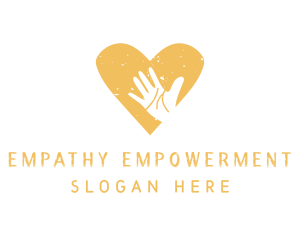 Yellow Heart Hand logo design