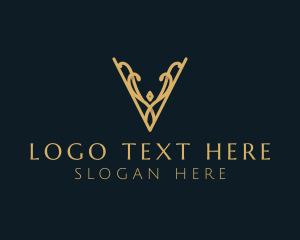 Elegant Decorative Letter V logo