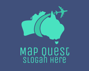 Australian Airline Flying Tourism Map logo design