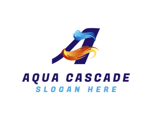 Aqua Fire Letter A logo design
