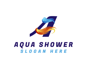 Aqua Fire Letter A logo design