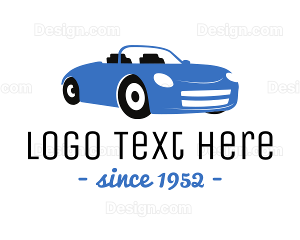 Blue Automotive Convertible Car Logo