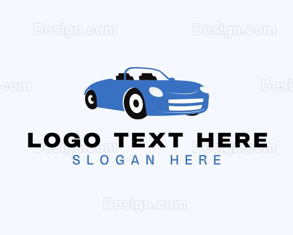 Blue Automotive Convertible Car Logo