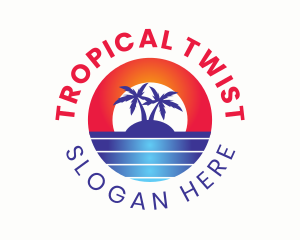 Tropical Island Sunrise logo design