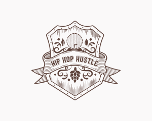 Vintage Hop Wine Barrel logo design