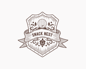 Vintage Hop Wine Barrel logo design