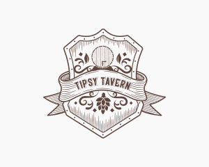 Vintage Hop Wine Barrel logo design