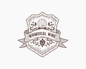 Vintage Hop Wine Barrel logo design