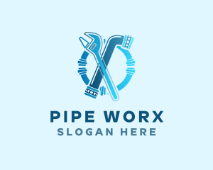 Pipe Wrench Plumbing logo design