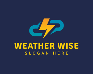 Lightning Bolt Cloud Weather logo design