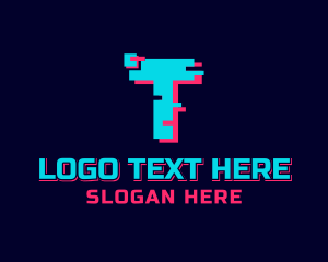 Cyber Glitch Letter T logo