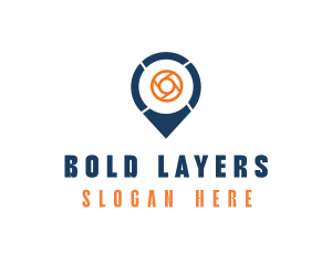 Camera Lens Location Pin logo design