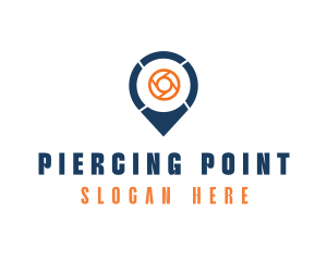 Camera Lens Location Pin logo design