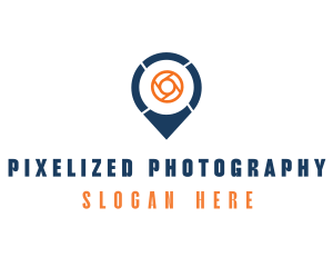 Camera Lens Location Pin logo design