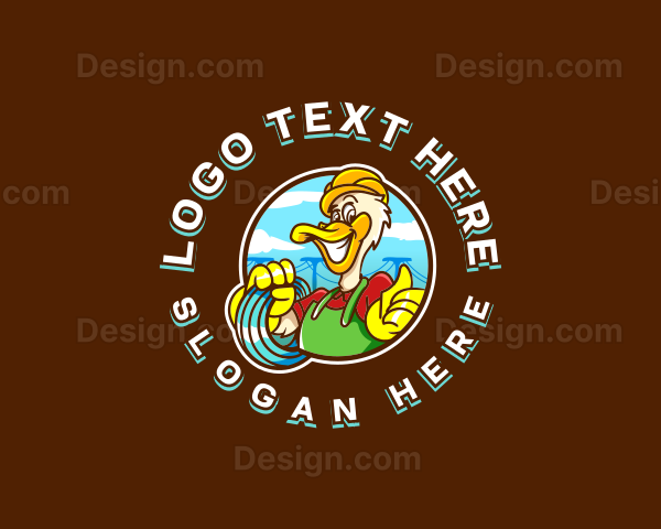 Electrician Duck Cartoon Logo