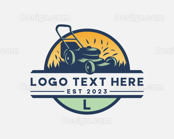 Lawn Mower Grass Landscaping Logo