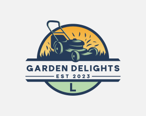 Lawn Mower Grass Landscaping logo design